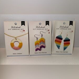 Set of 3 American Crafts Stitched Diy Jewelry Kit - 2 Earrings and 1 Necklace